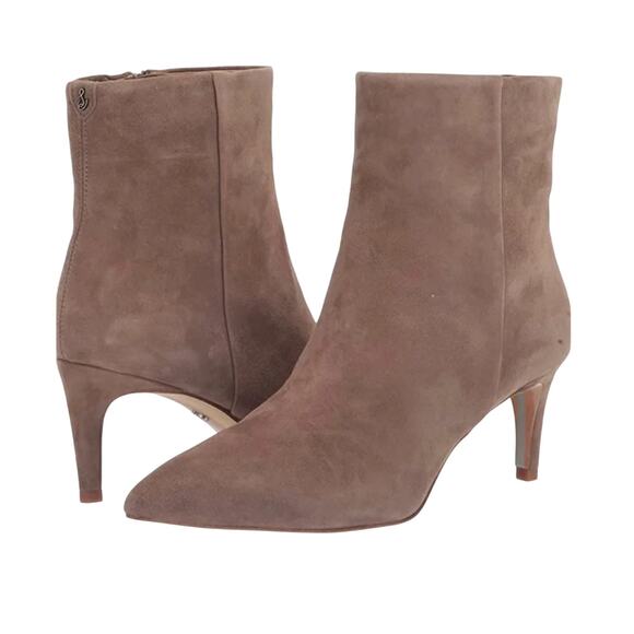 Sam Edelman Womens Ulissa Ankle Bootie 8 Beige Suede Heel NIB - Picture 1 of 12